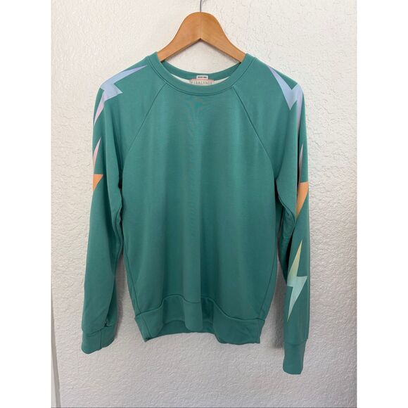 PJ Salvage Good Vibes Lighting Bolt Pajama Top Sea Green Size S - Picture 4 of 12